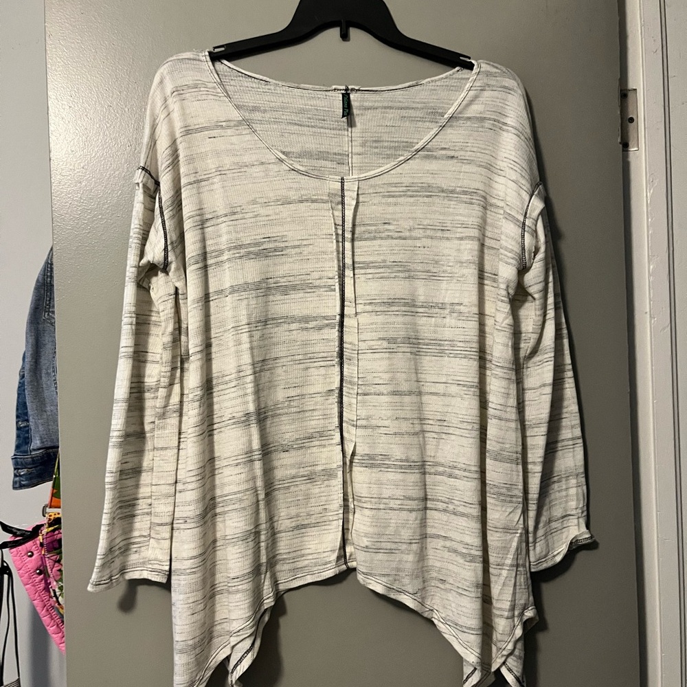 Chic Cream Striped Women's Tunic